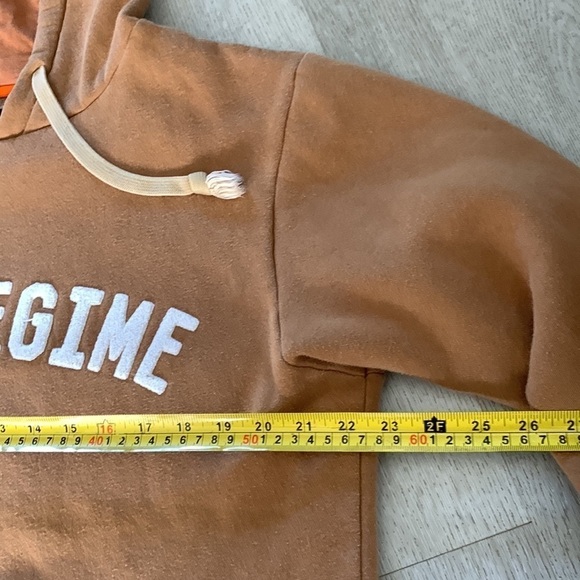 atelier new regime sweatshirt hooded campus size L tan white logo unisex - Picture 5 of 12